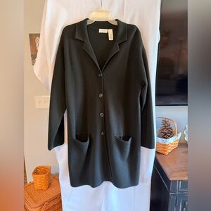 Liz Claiborne Black Button-Front Knit Blazer with Pockets